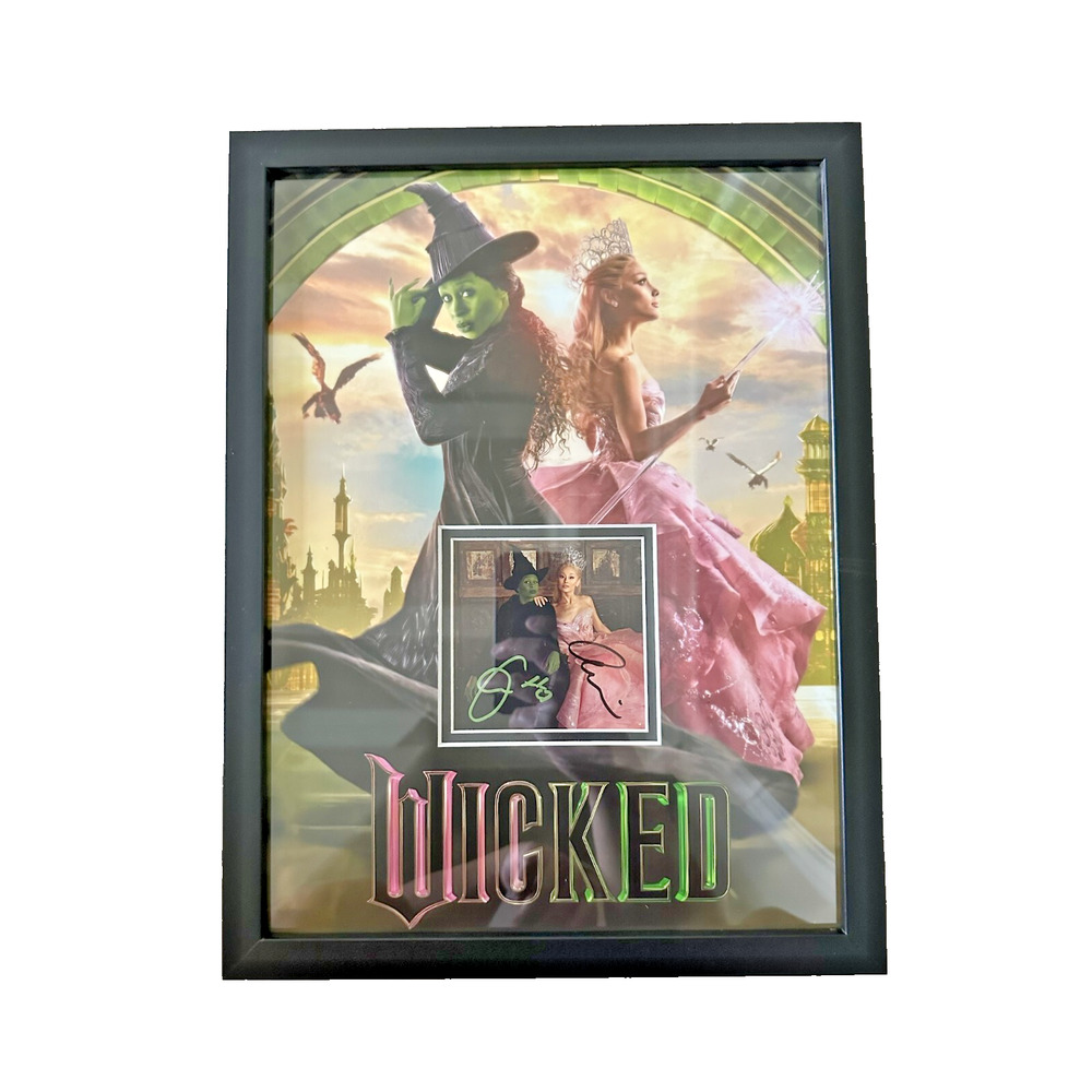 SIGNED Wicked Ariana Grande Cynthia Erivo 12x16 Custom Framed Autograph w/COA 2